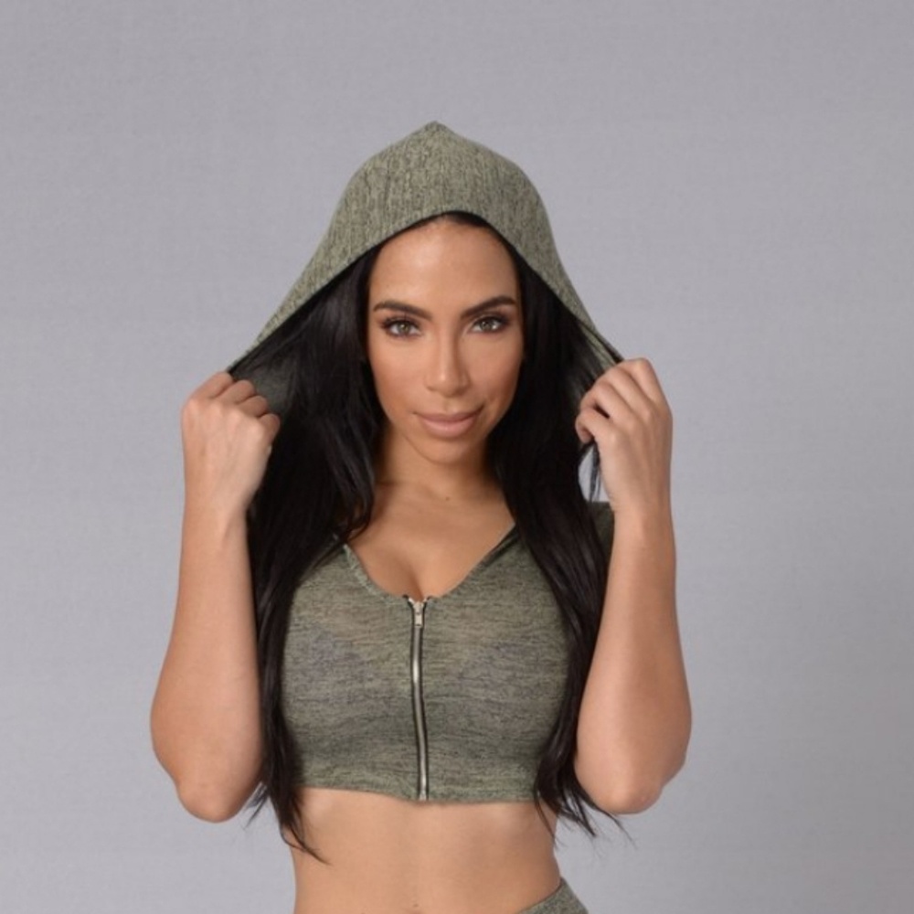 Crop Zip Up Hooded Top